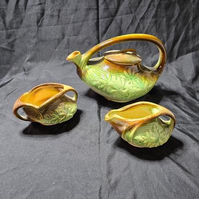 McCoy Pottery "Daisy" pattern tea set, produced in the United States in the 1940's