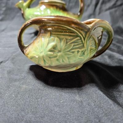 McCoy Pottery "Daisy" pattern tea set, produced in the United States in the 1940's