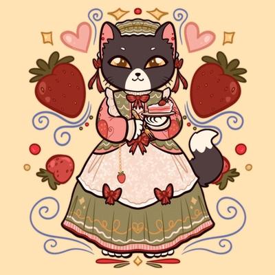 Strawberry Cake Cat - DAT - Matte Print 8x8