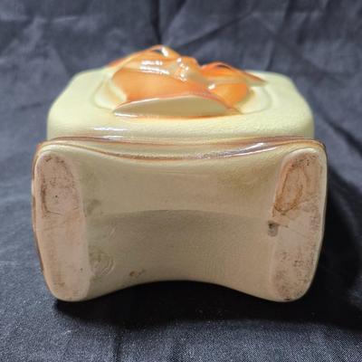 1940-50's MCM Royal Copley ceramic doe and fawn planter or vase