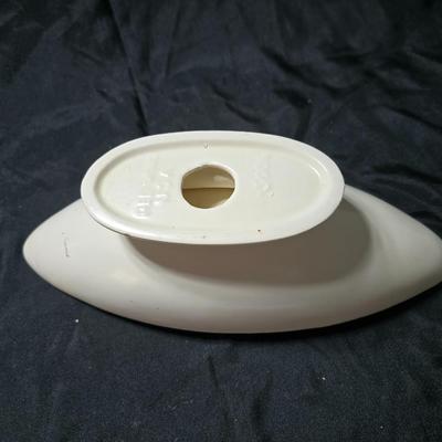 Red Wing Pottery M-5006 oval pedestal console bowl part of the "Garden Club" line designed by Charles Murphy around 1957.