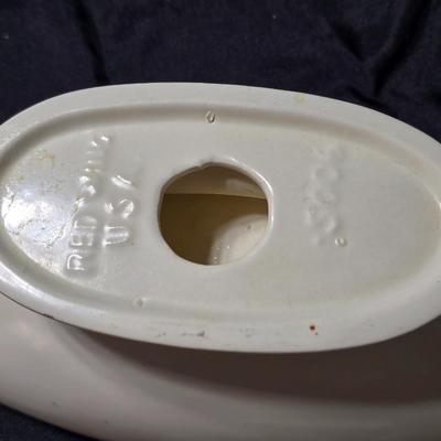 Red Wing Pottery M-5006 oval pedestal console bowl part of the "Garden Club" line designed by Charles Murphy around 1957.