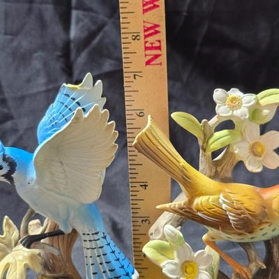 2 Nippon Yoko Boeki Ceramic Bird figures - Blue Jay & Oven Bird