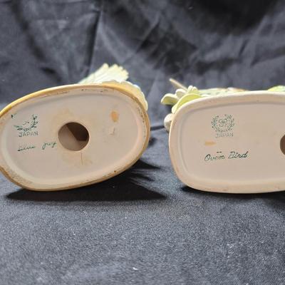 2 Nippon Yoko Boeki Ceramic Bird figures - Blue Jay & Oven Bird
