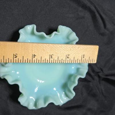 Fenton hobnail bonbon or candy dish in a turquoise, aqua, or pastel green milk glass color
