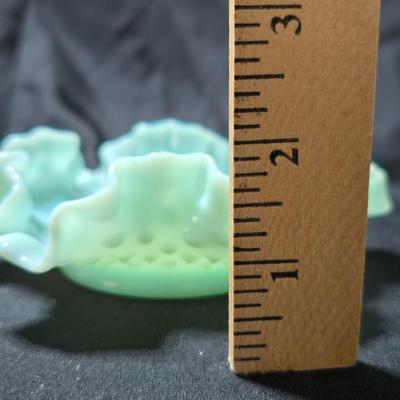 Fenton hobnail bonbon or candy dish in a turquoise, aqua, or pastel green milk glass color