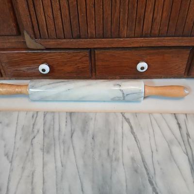 Marble rolling pin and pastry board set