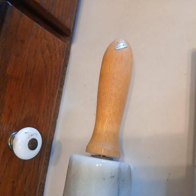 Marble rolling pin and pastry board set