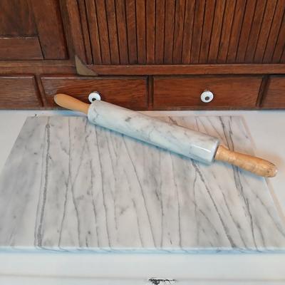 Marble rolling pin and pastry board set