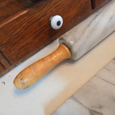 Marble rolling pin and pastry board set