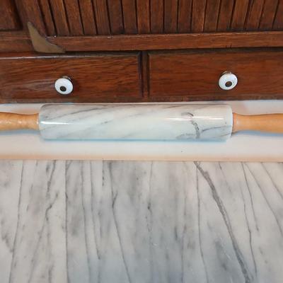 Marble rolling pin and pastry board set