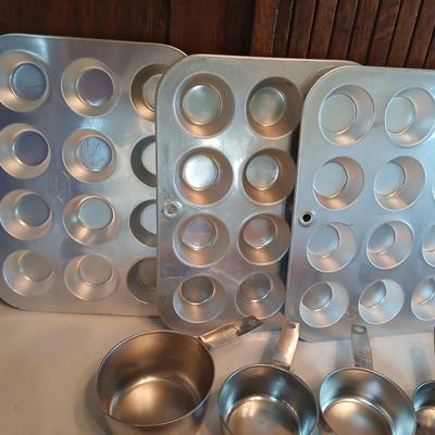 Collection of common kitchen baking tools and bakeware