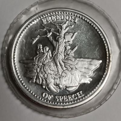1 TROY OUNCE OF FINE 999 SILVER "FREEDOM OF SPEECH"
