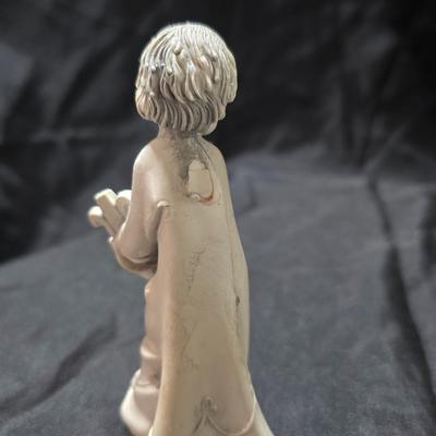 Three vintage Fontanini angel musician figurines, marked "Depose Italy" with a spider mark