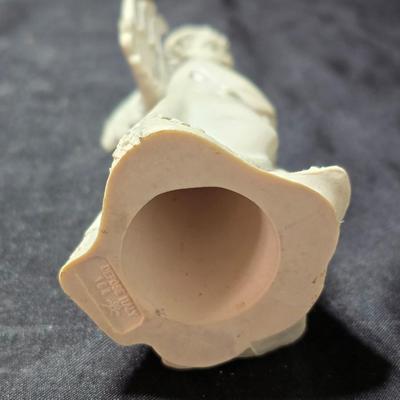 Three vintage Fontanini angel musician figurines, marked "Depose Italy" with a spider mark