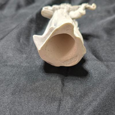 Three vintage Fontanini angel musician figurines, marked "Depose Italy" with a spider mark