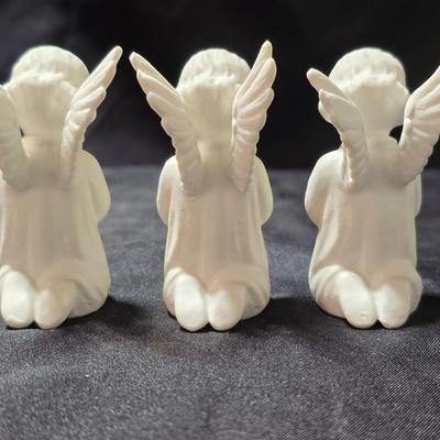 Goebel Set Of 3 Vintage Nativity Angels - West Germany = White Matte Porcelain HE20