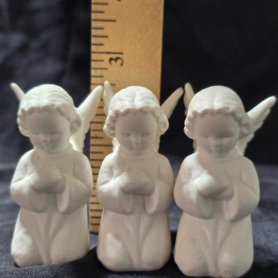 Goebel Set Of 3 Vintage Nativity Angels - West Germany = White Matte Porcelain HE20