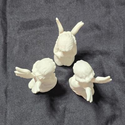 Goebel Set Of 3 Vintage Nativity Angels - West Germany = White Matte Porcelain HE20