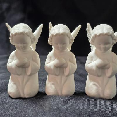 Goebel Set Of 3 Vintage Nativity Angels - West Germany = White Matte Porcelain HE20