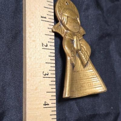 Three gold toned ceramic Praying angels mid-century Christmas decor.