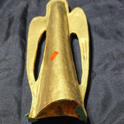 Three gold toned ceramic Praying angels mid-century Christmas decor.