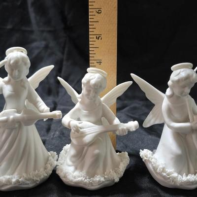Three vintage Ardalt Lenwile "Verithin" musical angel figurines from Japan - Spaghetti skirted