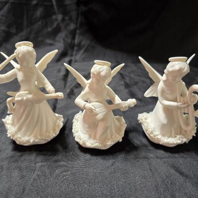 Three vintage Ardalt Lenwile "Verithin" musical angel figurines from Japan - Spaghetti skirted