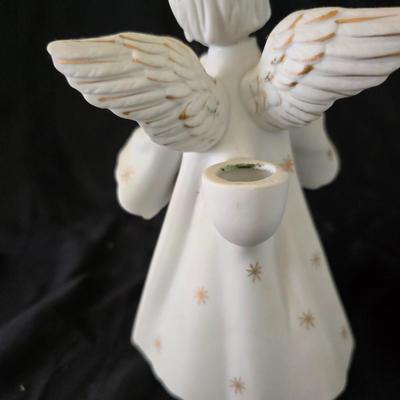 Pair of Schmid Brothers porcelain angel candle holders