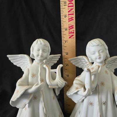 Pair of Schmid Brothers porcelain angel candle holders