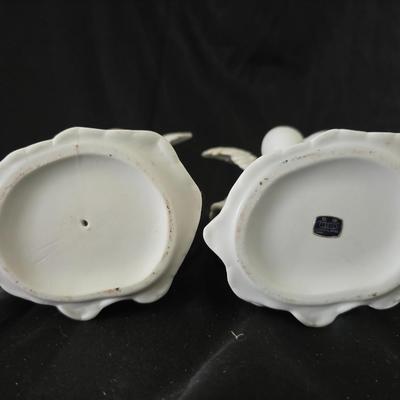Pair of Schmid Brothers porcelain angel candle holders