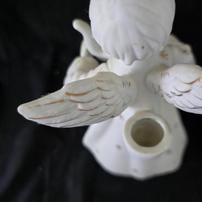 Pair of Schmid Brothers porcelain angel candle holders