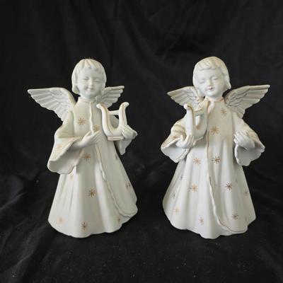 Pair of Schmid Brothers porcelain angel candle holders
