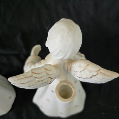 Pair of Schmid Brothers porcelain angel candle holders