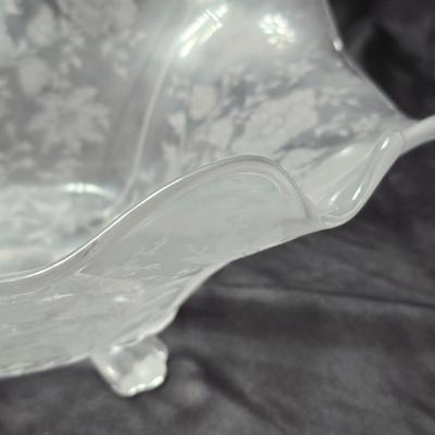 Cambridge "Wildflower" console or centerpiece bowl with A pair of two-light "Keyhole" candlesticks