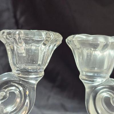 Cambridge "Wildflower" console or centerpiece bowl with A pair of two-light "Keyhole" candlesticks