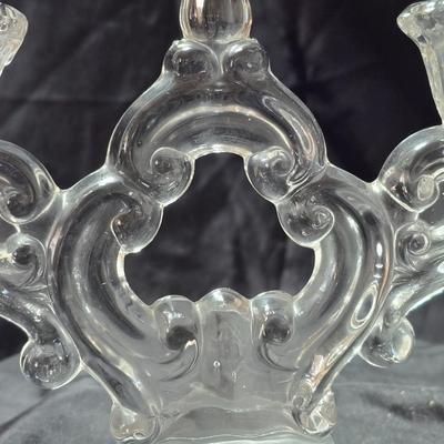 Cambridge "Wildflower" console or centerpiece bowl with A pair of two-light "Keyhole" candlesticks