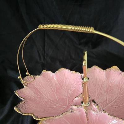 MCM California Original Mid-Century Modern pink leaf-shaped serving dish