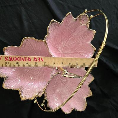 MCM California Original Mid-Century Modern pink leaf-shaped serving dish