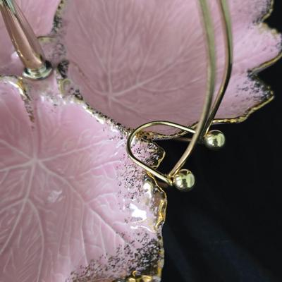 MCM California Original Mid-Century Modern pink leaf-shaped serving dish