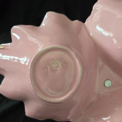 MCM California Original Mid-Century Modern pink leaf-shaped serving dish