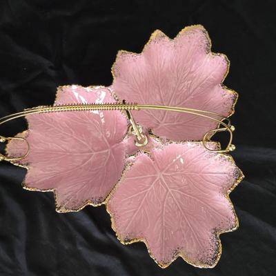 MCM California Original Mid-Century Modern pink leaf-shaped serving dish