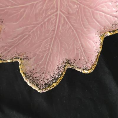 MCM California Original Mid-Century Modern pink leaf-shaped serving dish