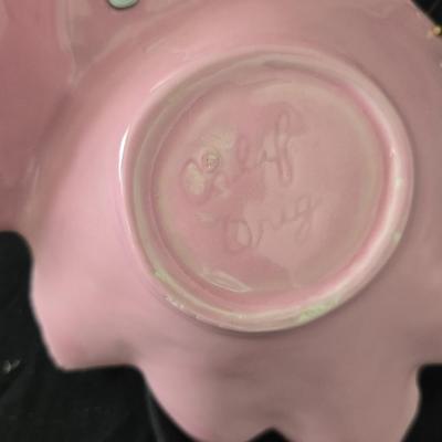 MCM California Original Mid-Century Modern pink leaf-shaped serving dish