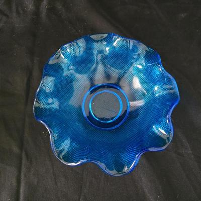 Vintage glassware - Fenton green Daisey & Button relish dish - Federal glass bon bon dish & a Colony glass ruffled bowl