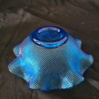 Vintage glassware - Fenton green Daisey & Button relish dish - Federal glass bon bon dish & a Colony glass ruffled bowl