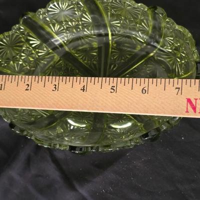 Vintage glassware - Fenton green Daisey & Button relish dish - Federal glass bon bon dish & a Colony glass ruffled bowl