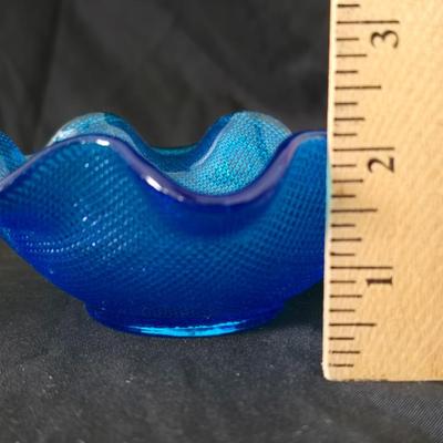 Vintage glassware - Fenton green Daisey & Button relish dish - Federal glass bon bon dish & a Colony glass ruffled bowl