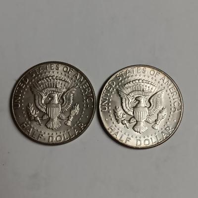 TWO 1964-D KENNEDY SILVER HALF DOLLARS