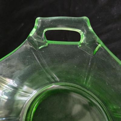 MCM Glassware - Fostoria Uranium glass Fairfax bowl with a Ashtray Gold Glass: Jeanette Marigold Flash, Mid-Century Decor